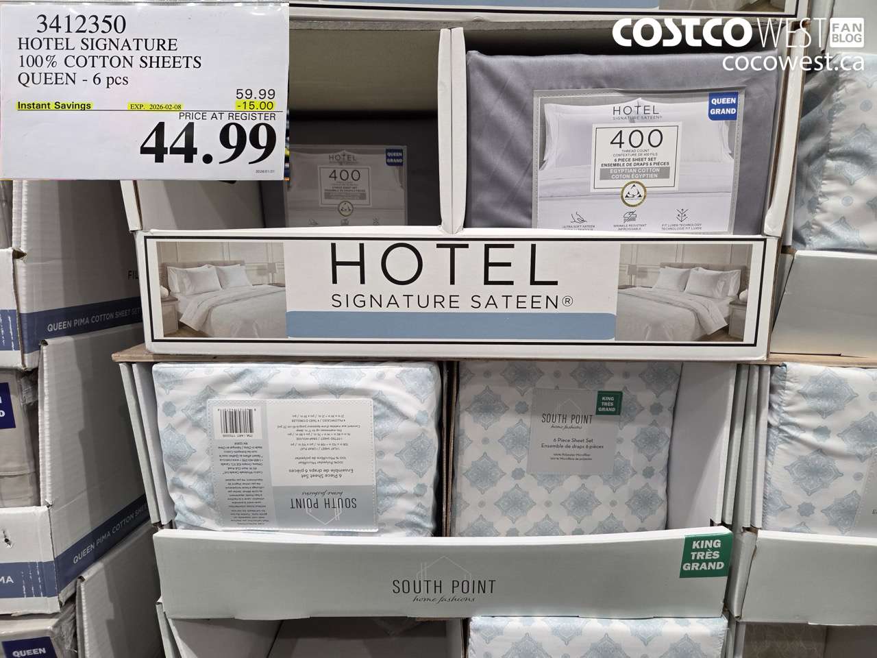 3412350 HOTEL SIGNATURE 100% COTTON SHEETS QUEEN - 6 pcs ($15.00 INSTANT SAVINGS EXPIRES ON 2026-02-08) $44.99