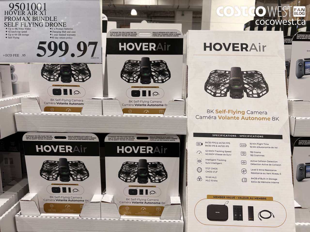 9501001 HOVER AIR X1 PROMAX BUNDLE SELF FLYING DRONE $599.97