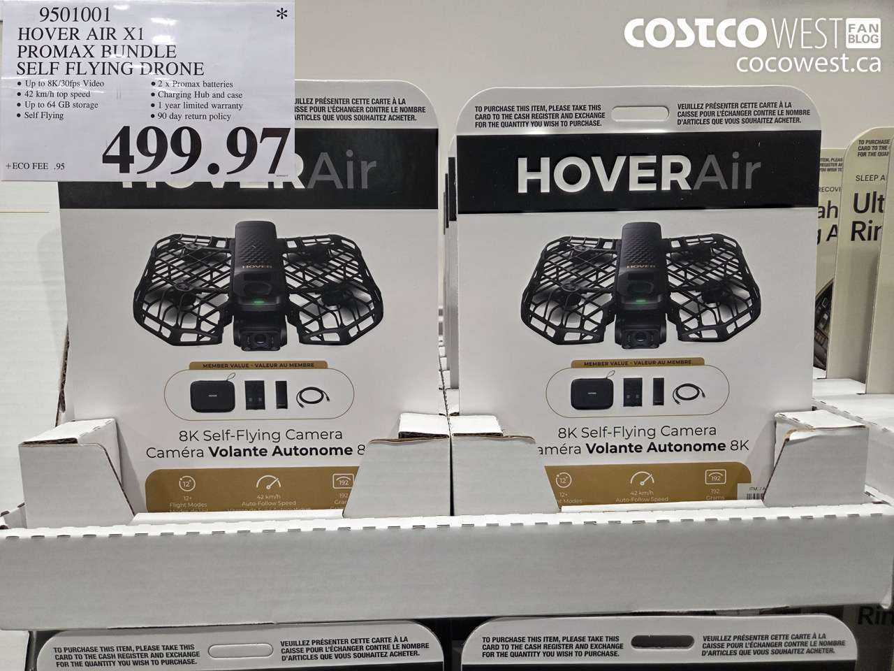 9501001 HOVER AIR X1 PROMAX BUNDLE SELF FLYING DRONE $499.97