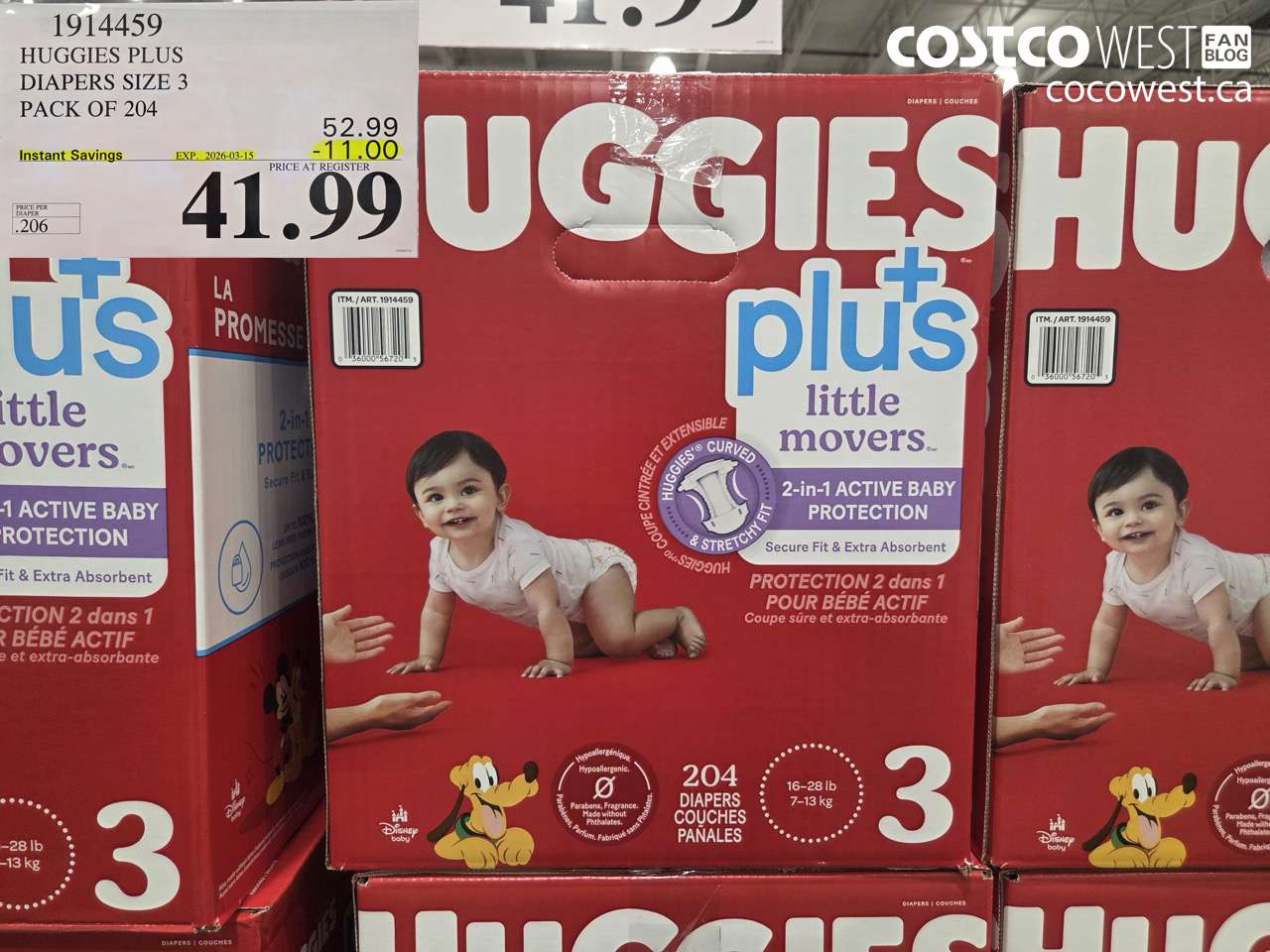 1914459 HUGGIES PLUS DIAPERS SIZE 3 PACK OF 204 ($11.00 INSTANT SAVINGS EXPIRES ON 2026-03-15) $41.99