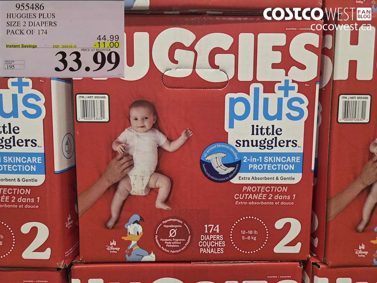 955486 HUGGIES PLUS SIZE 2 DIAPERS PACK OF 174 ($11.00 INSTANT SAVINGS EXPIRES ON 2026-03-15) $33.99