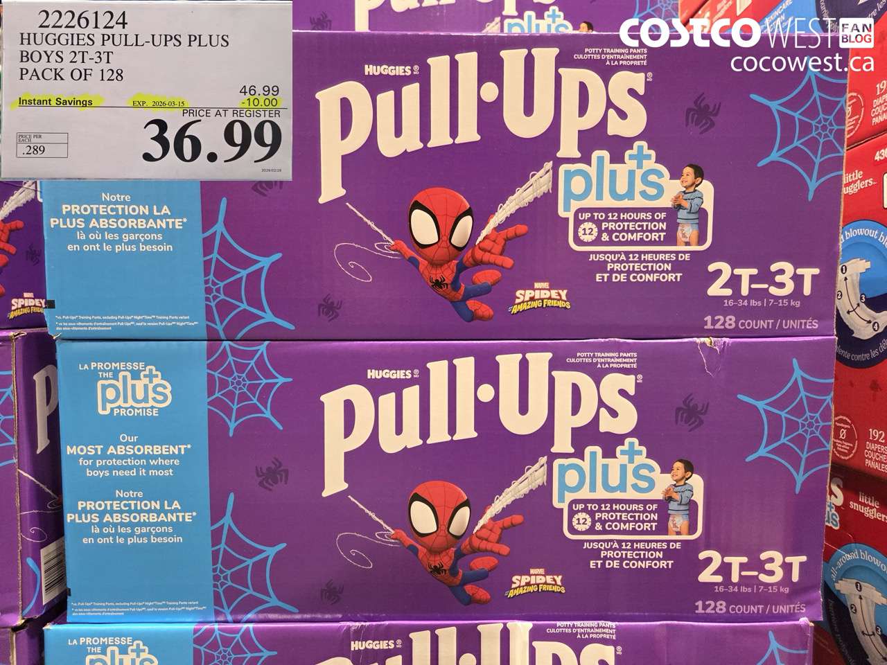 2226124 HUGGIES PULL-UPS PLUS BOYS 2T-3T PACK OF 128 ($10.00 INSTANT SAVINGS EXPIRES ON 2026-03-15) $36.99