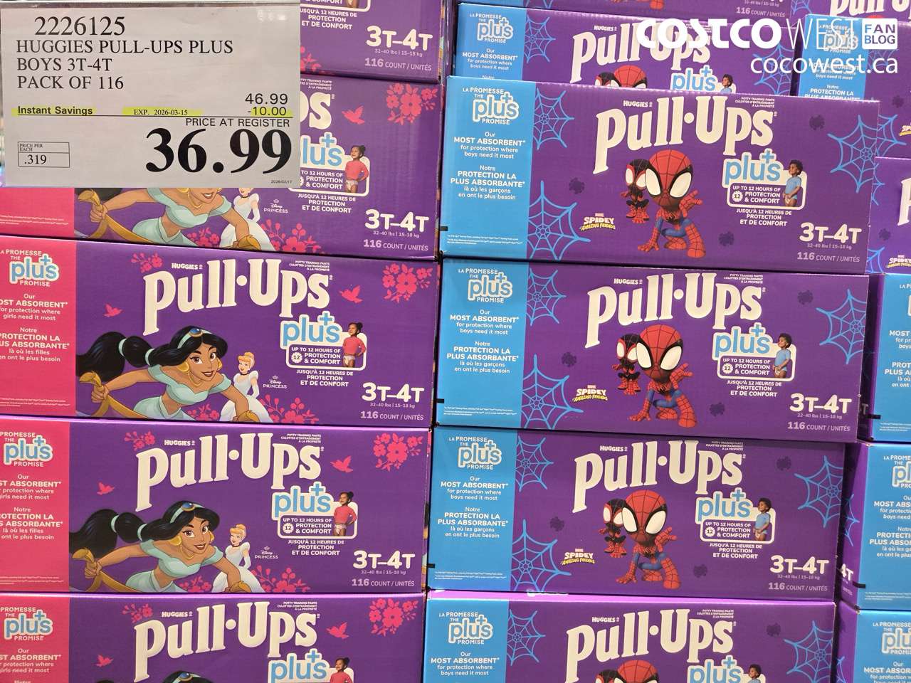 2226125 HUGGIES PULL-UPS PLUS BOYS 3T-4T PACK OF 116 ($10.00 INSTANT SAVINGS EXPIRES ON 2026-03-15) $36.99
