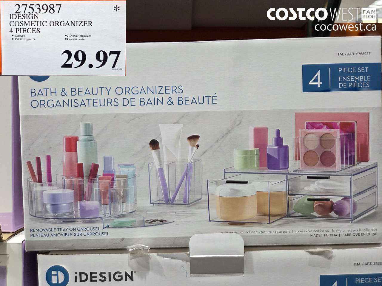 2753987 IDESIGN COSMETIC ORGANIZER 4 PIECES $29.97