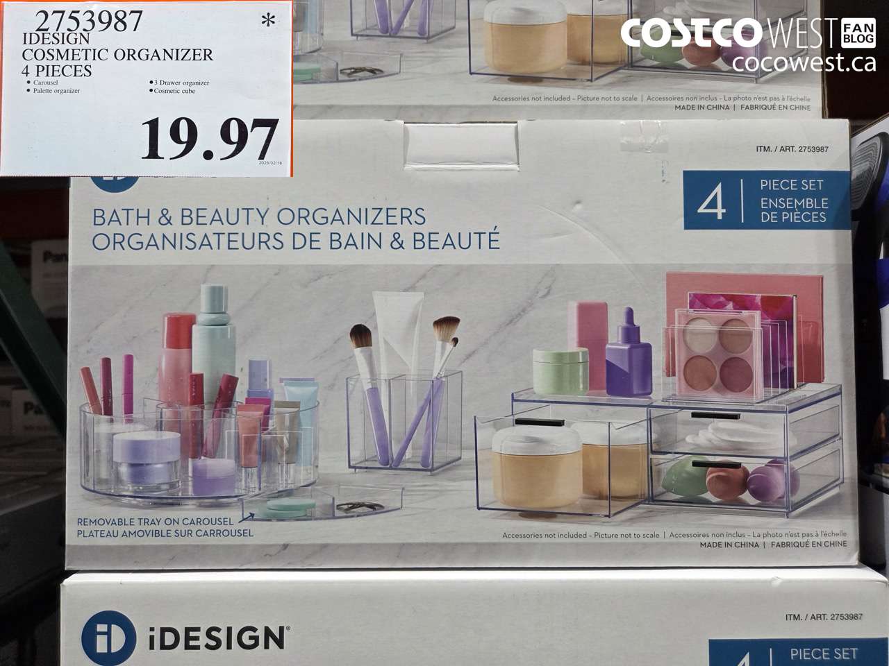 2753987 IDESIGN COSMETIC ORGANIZER 4 PIECES $19.97