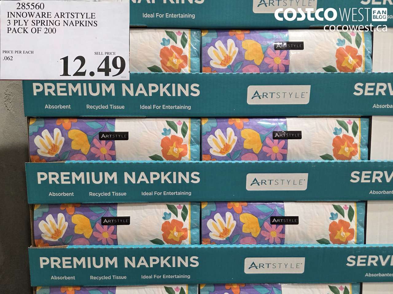 285560 INNOWARE ARTSTYLE 3 PLY SPRING NAPKINS PACK OF 200 $12.49