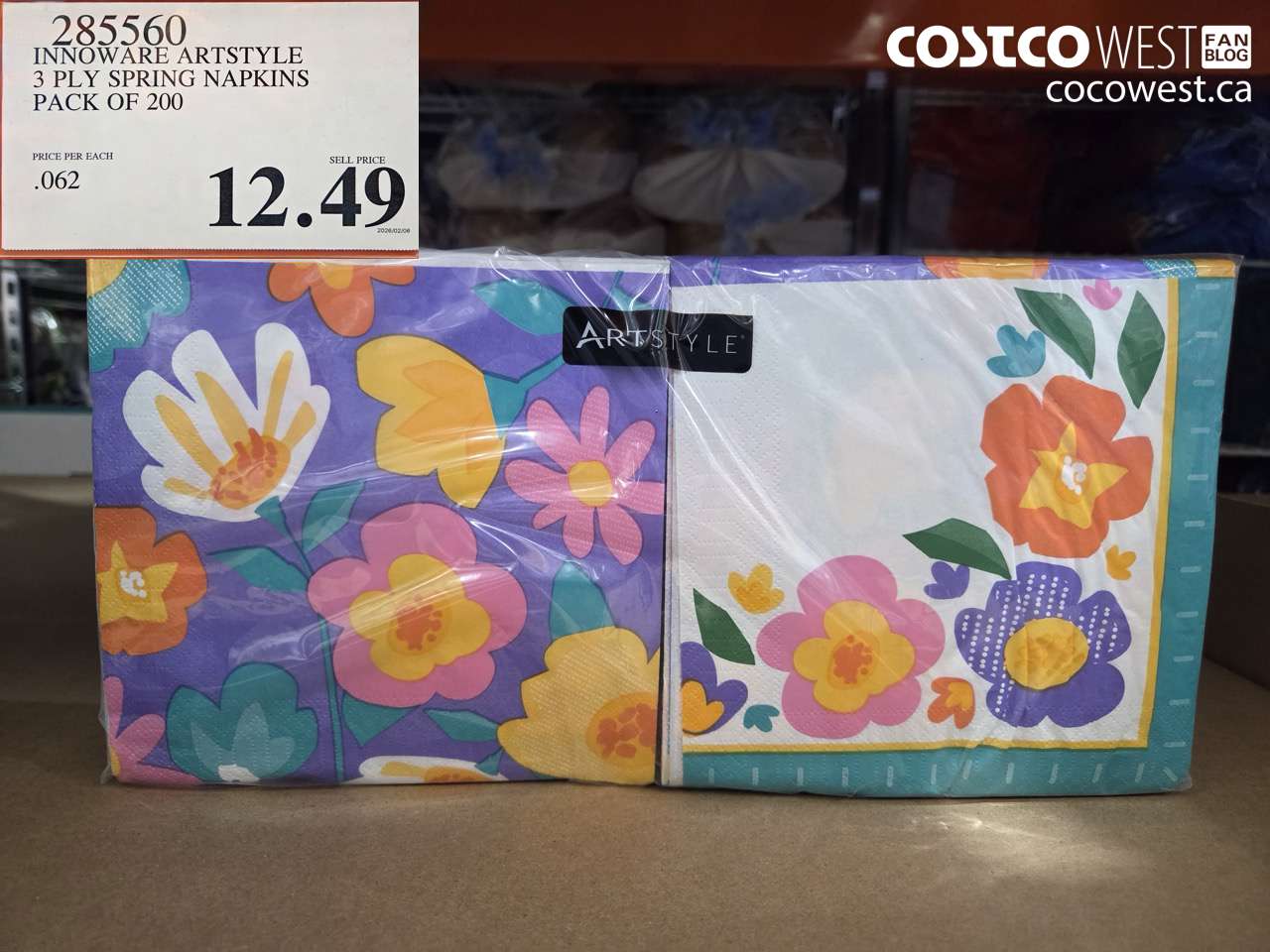 285560 INNOWARE ARTSTYLE 3 PLY SPRING NAPKINS PACK OF 200 $12.49