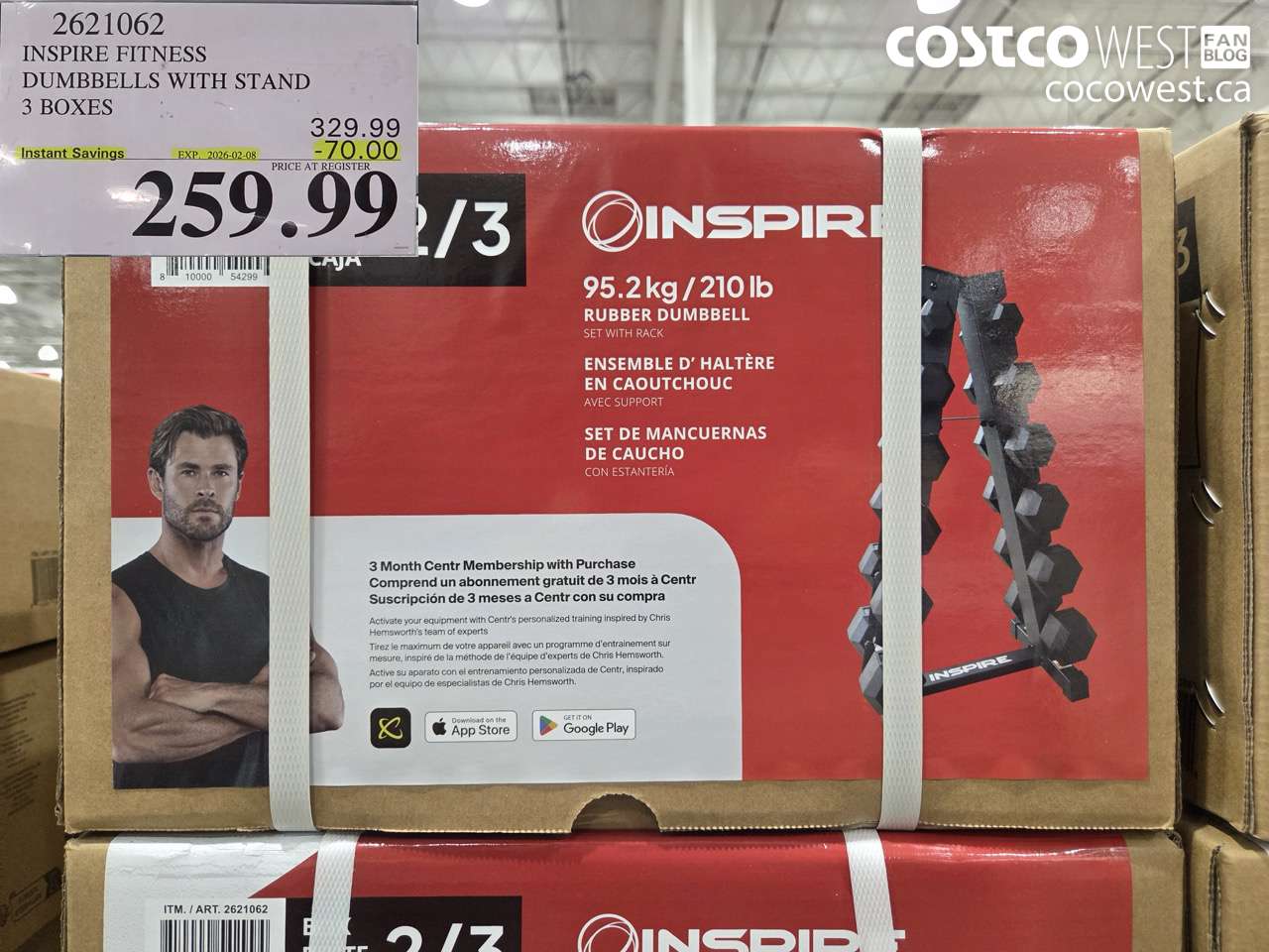 2621062 INSPIRE FITNESS DUMBBELLS WITH STAND 3 BOXES ($70.00 INSTANT SAVINGS EXPIRES ON 2026-02-08) $259.99