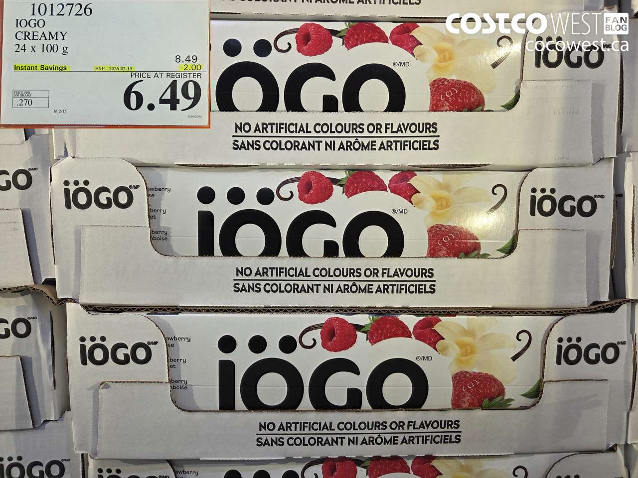 1012726 IOGO CREAMY 24 X 100G ($2.00 INSTANT SAVINGS EXPIRES ON 2026-02-15) $6.49