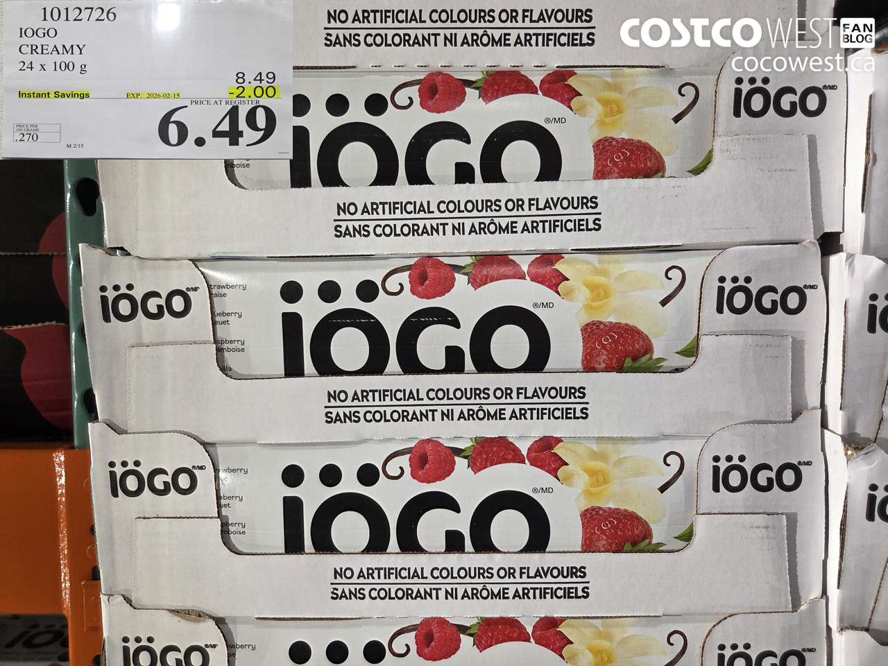 1012726 IOGO CREAMY 24 x 100 g ($2.00 INSTANT SAVINGS EXPIRES ON 2026-02-15) $6.49