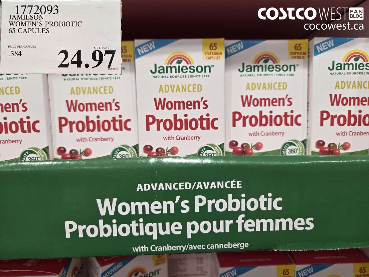 1772093 JAMIESON WOMEN'S PROBIOTIC 65 CAPSULES $24.97