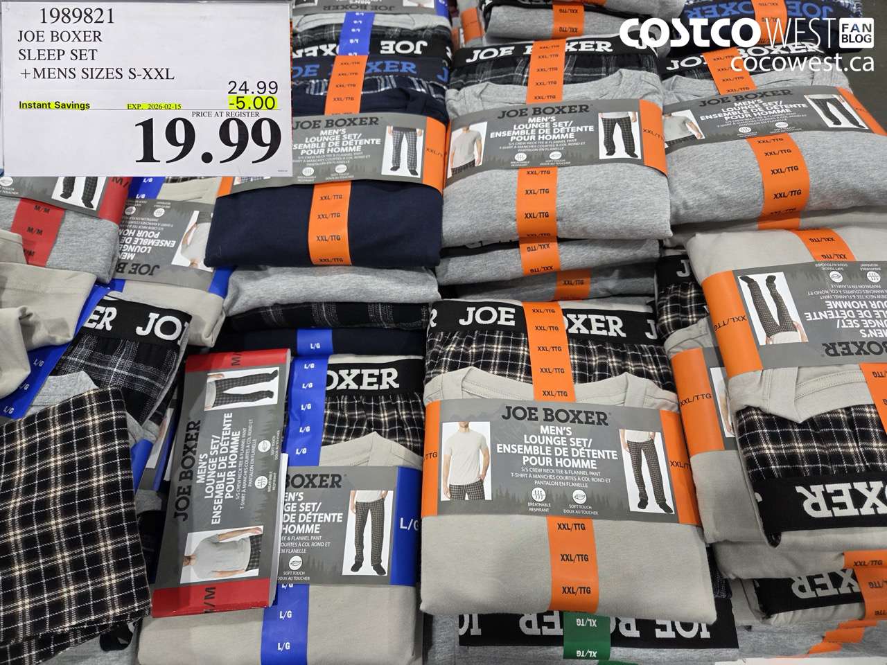 1989821 JOE BOXER SLEEP SET MENS SIZES S-XXL ($5.00 INSTANT SAVINGS EXPIRES ON 2026-02-15) $19.99