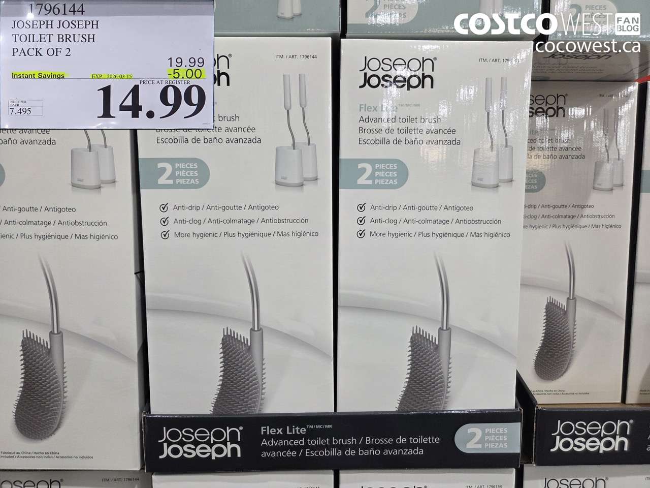 1796144 JOSEPH JOSEPH TOILET BRUSH PACK OF 2 ($5.00 INSTANT SAVINGS EXPIRES ON 2026-03-15) $14.99