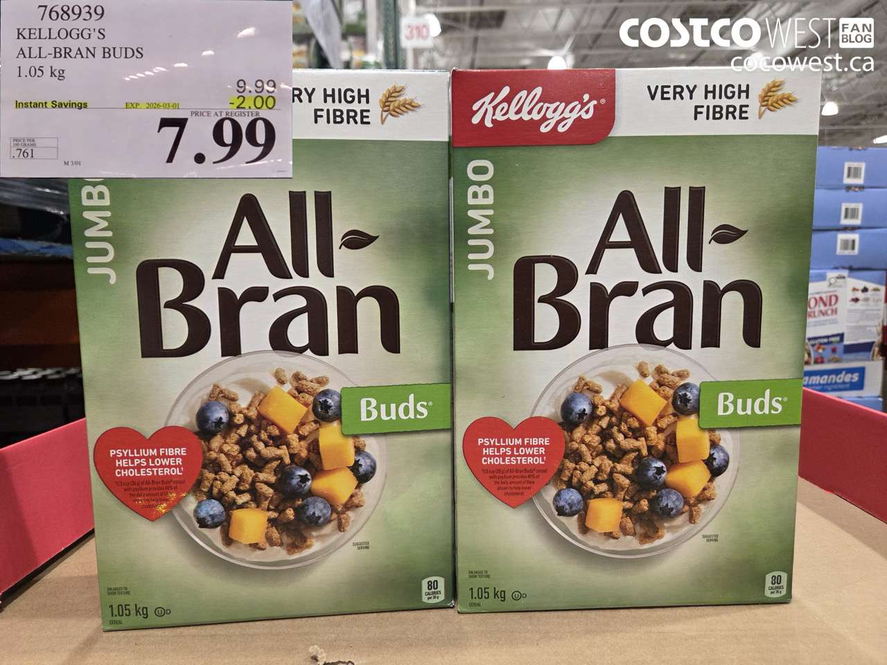 768939 KELLOGG'S ALL-BRAN BUDS 1.05 KG ($2.00 INSTANT SAVINGS EXPIRES ON 2026-03-01) $7.99