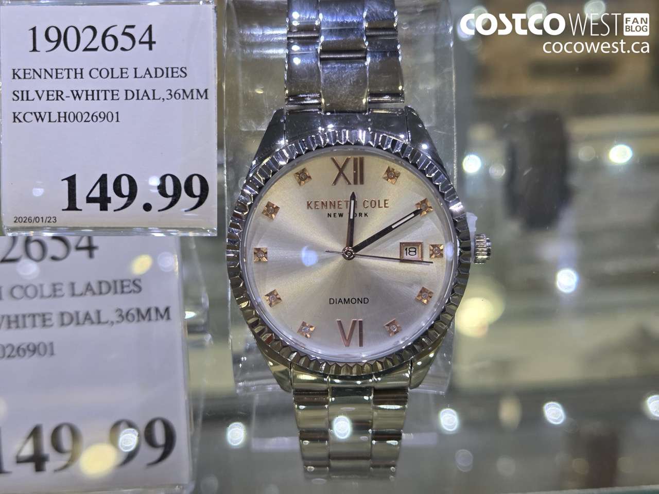 1902654 KENNETH COLE LADIES SILVER-WHITE DIAL,36MM KCWLH0026901 $149.99