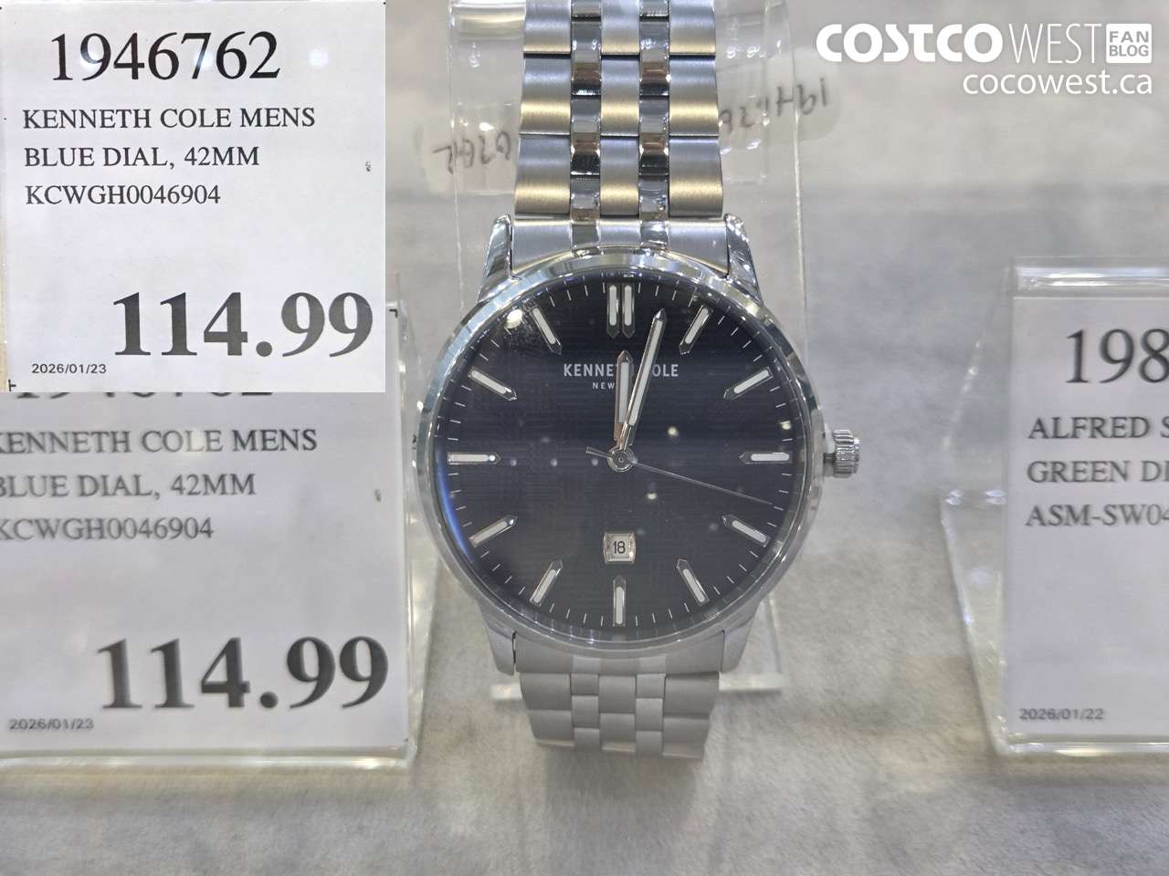 1946762 KENNETH COLE MENS BLUE DIAL, 42MM KCWGH0046904 $114.99