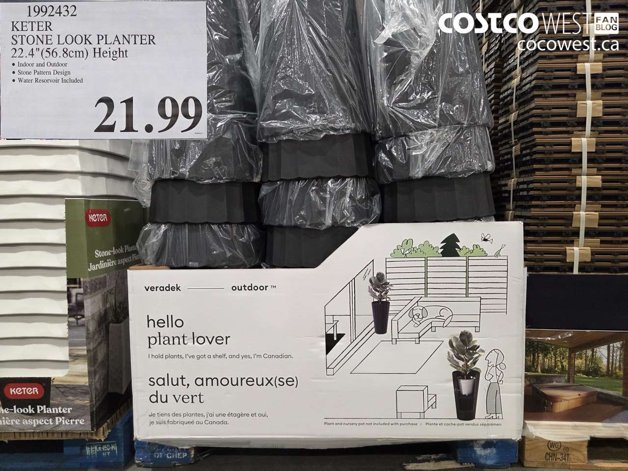 1992432 KETER STONE LOOK PLANTER 22.4