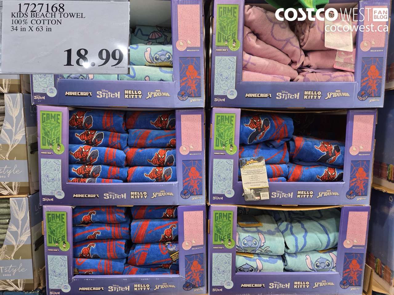 1727168 KIDS BEACH TOWEL 100% COTTON 34 IN X 63 IN $18.99