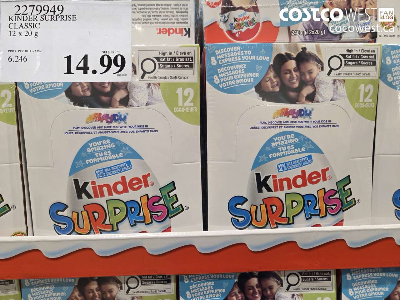 2279949 KINDER SURPRISE CLASSIC 12 X 20 G $14.99