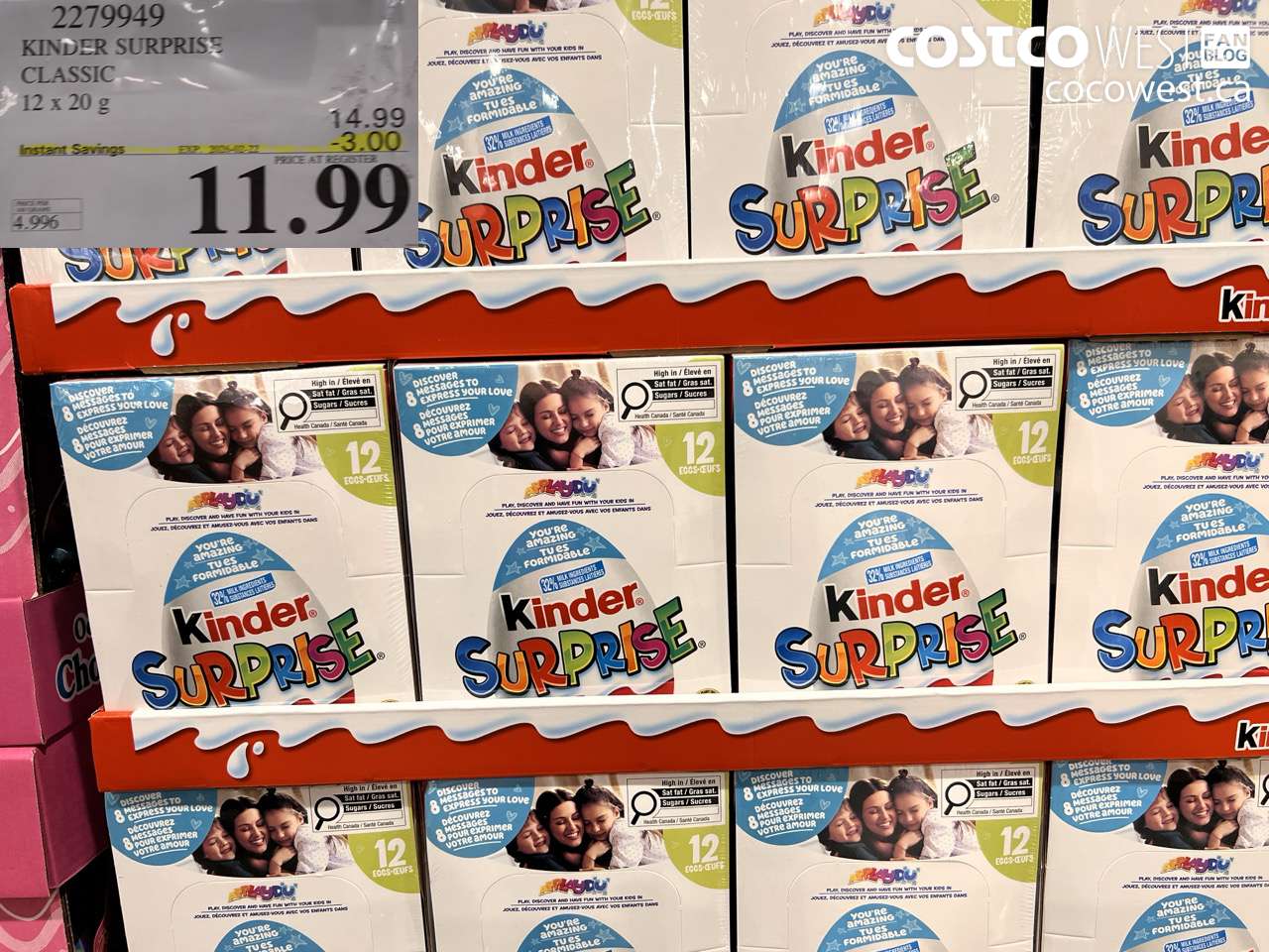 2279949 KINDER SURPRISE CLASSIC 12 x 20 g ($3.00 INSTANT SAVINGS EXPIRES ON 2026-02-22) $11.99