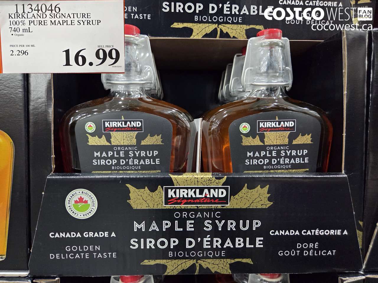 1134046 KIRKLAND SIGNATURE 100% PURE MAPLE SYRUP 740 mL $16.99
