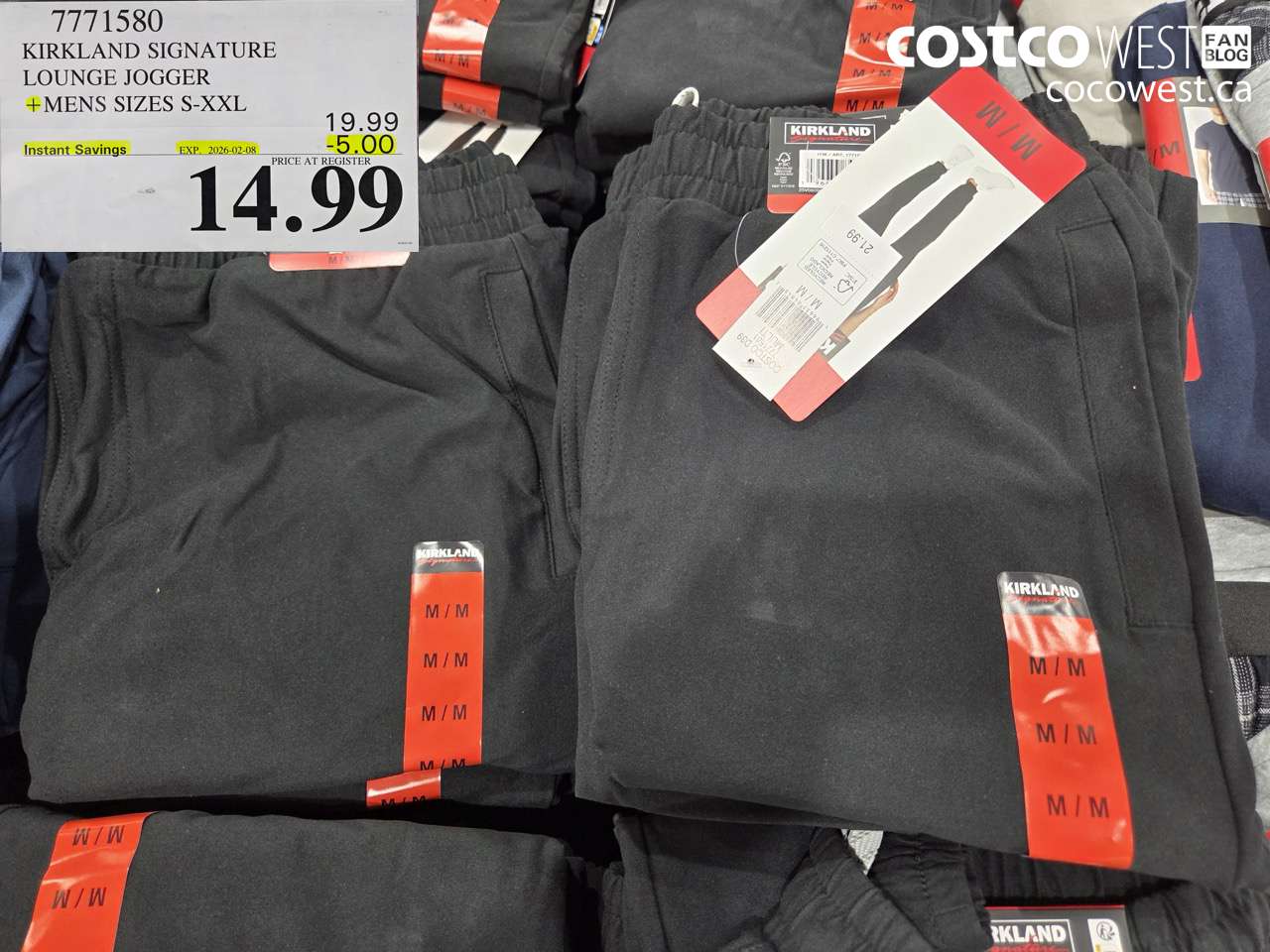 7771580 KIRKLAND SIGNATURE LOUNGE JOGGER MENS SIZES S-XXL ($5.00 INSTANT SAVINGS EXPIRES ON 2026-02-08) $14.99