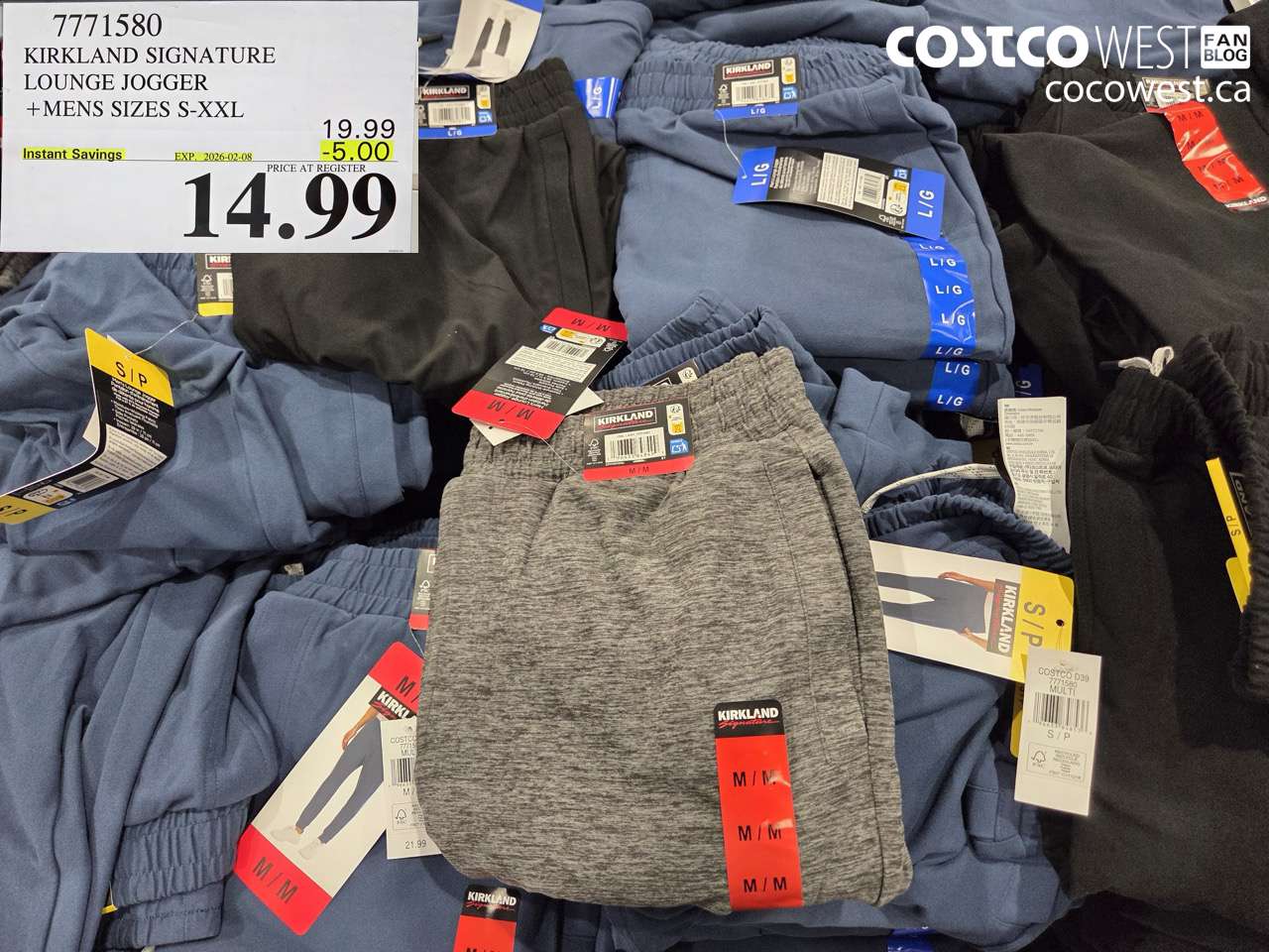 7771580 KIRKLAND SIGNATURE LOUNGE JOGGER +MENS SIZES S-XXL ($5.00 INSTANT SAVINGS EXPIRES ON 2026-02-08) $14.99