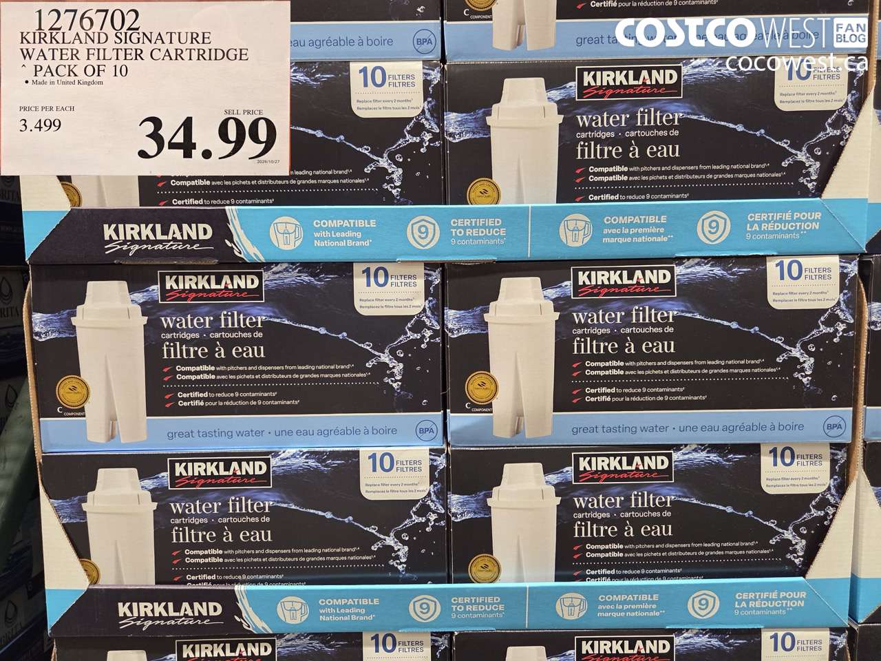 1276702 KIRKLAND SIGNATURE WATER FILTER CARTRIDGE PACK OF 10 $34.99