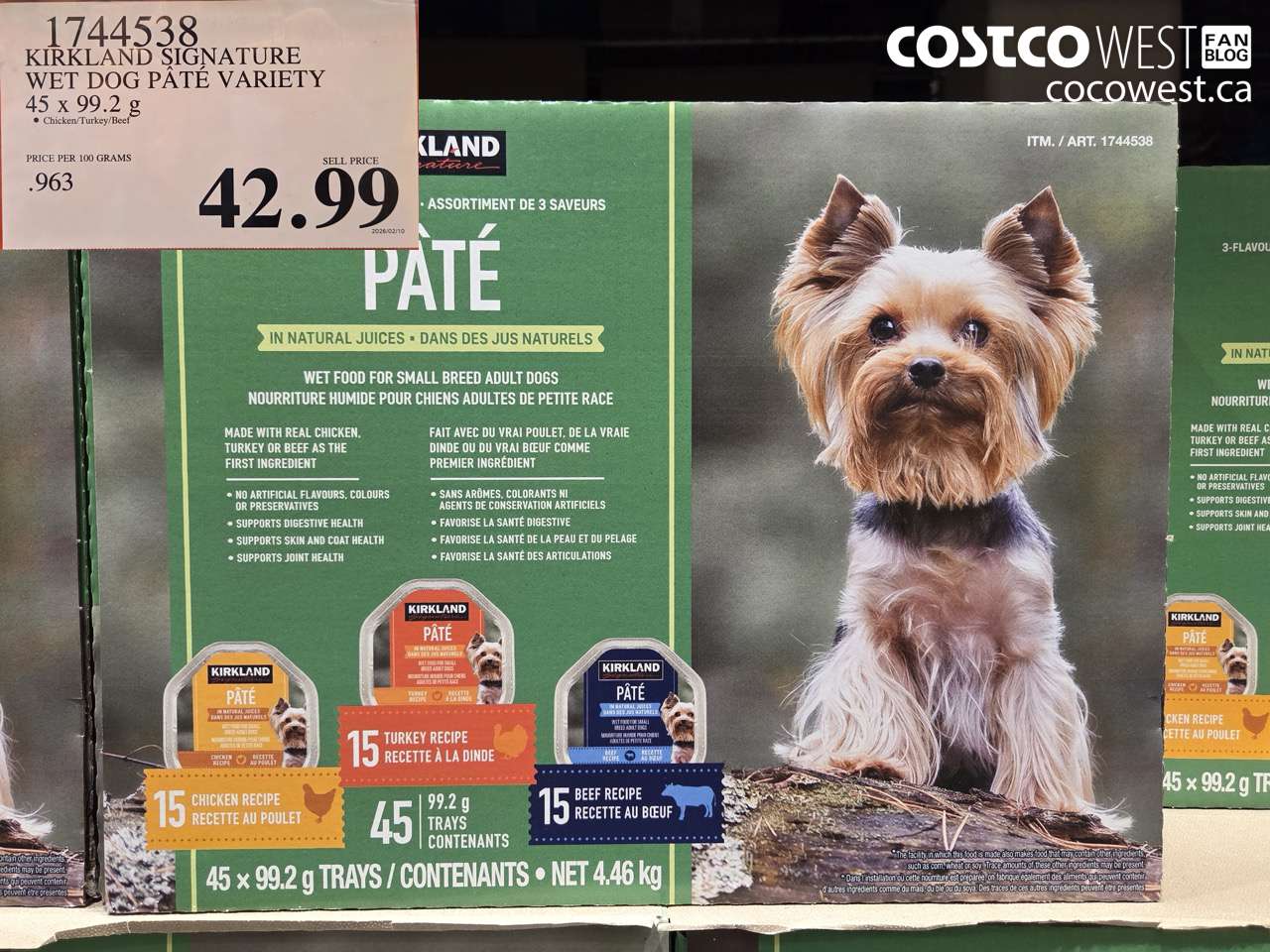 1744538 KIRKLAND SIGNATURE WET DOG PATE VARIETY 45 X 99.2G $42.99