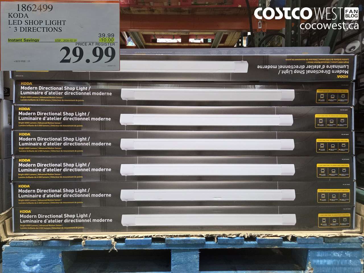 1862499 KODA LED SHOP LIGHT 3 DIRECTIONS ($10.00 INSTANT SAVINGS EXPIRES ON 2026-02-15) $29.99