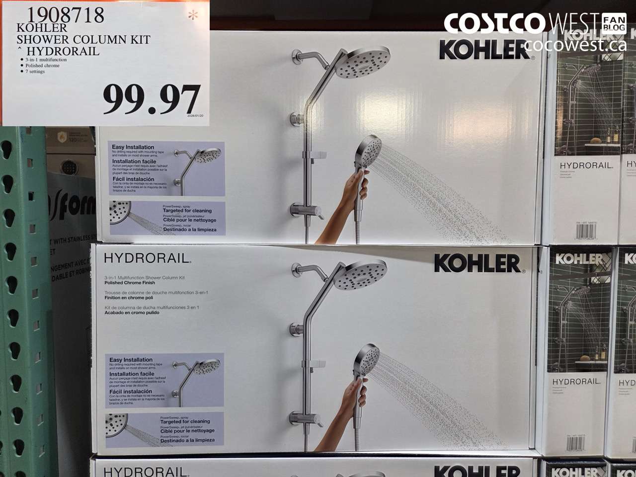 1908718 KOHLER SHOWER COLUMN KIT HYDRORAIL $99.97