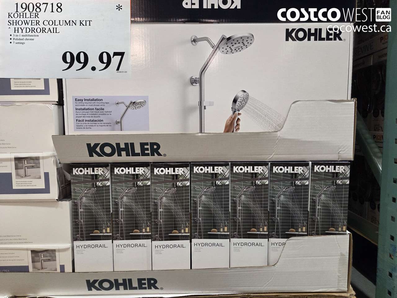 1908718 KOHLER SHOWER COLUMN KIT HYDRORAIL $99.97