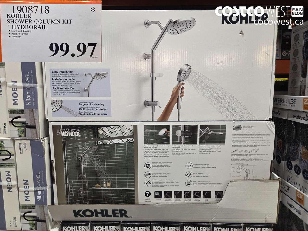1908718 KOHLER SHOWER COLUMN KIT HYDRORAIL $99.97