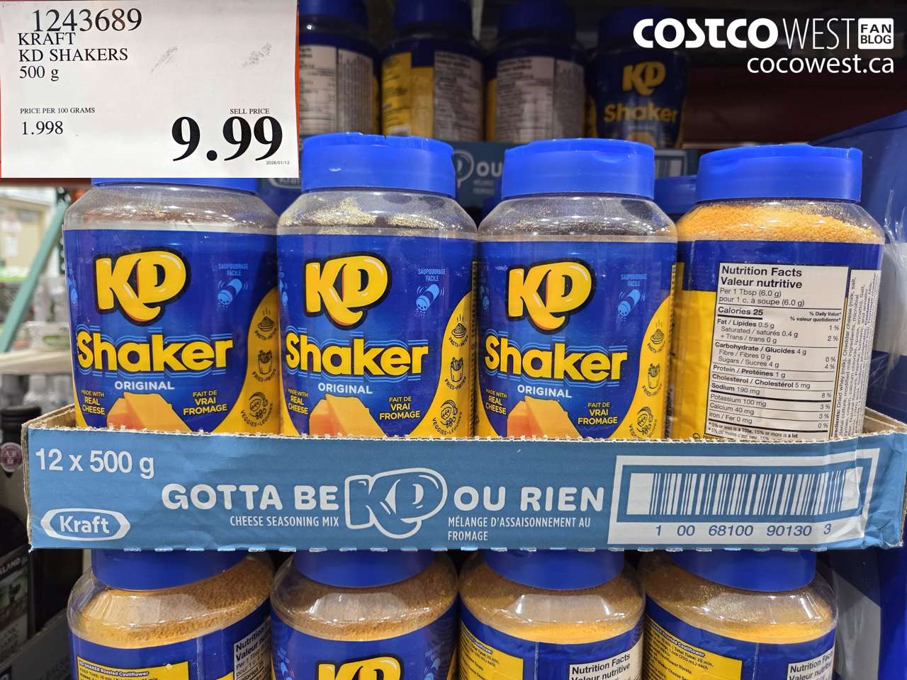 1243689 KRAFT KD SHAKERS 500 g $9.99