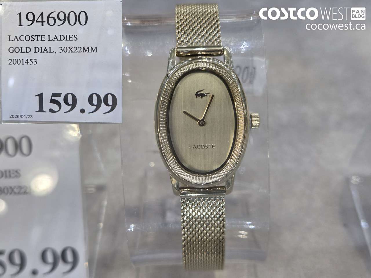 2001453 LACOSTE LADIES GOLD DIAL, 30X22MM 2001453 $159.99