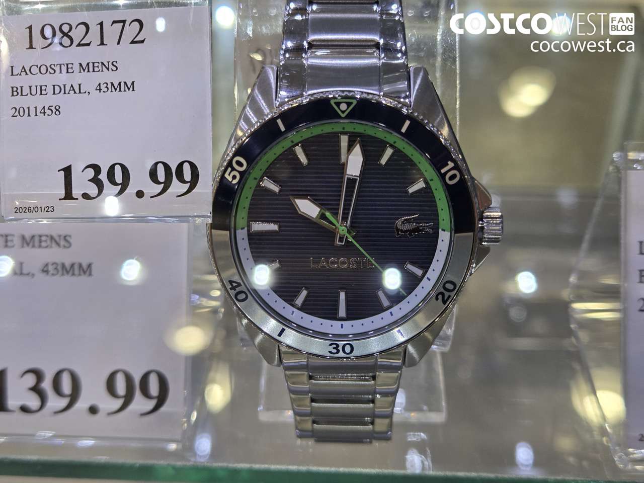 1982172 LACOSTE MENS BLUE DIAL, 43MM 2011458 $139.99