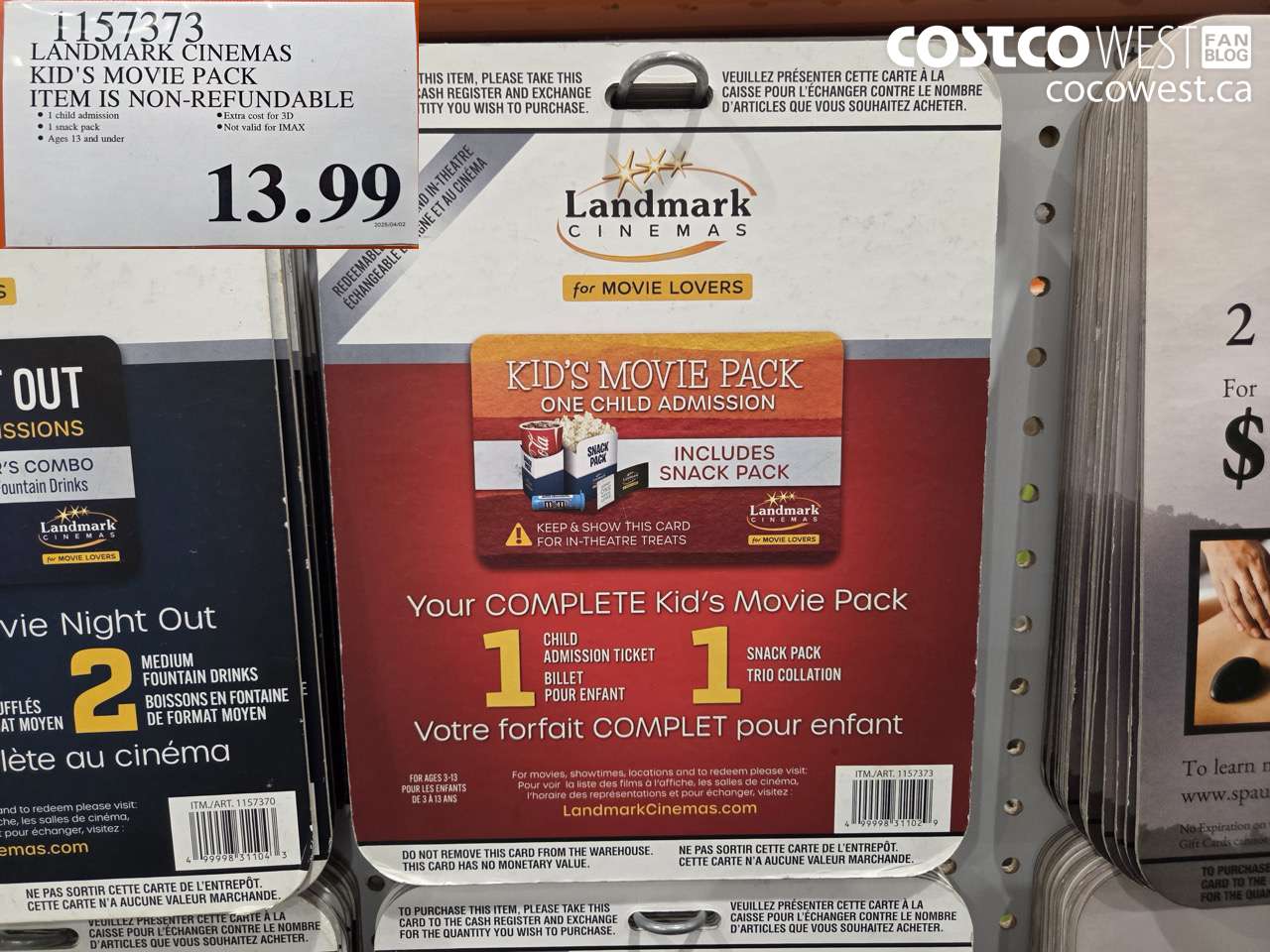 1157373 LANDMARK CINEMAS KID'S MOVIE PACK ITEM IS NON-REFUNDABLE $13.99