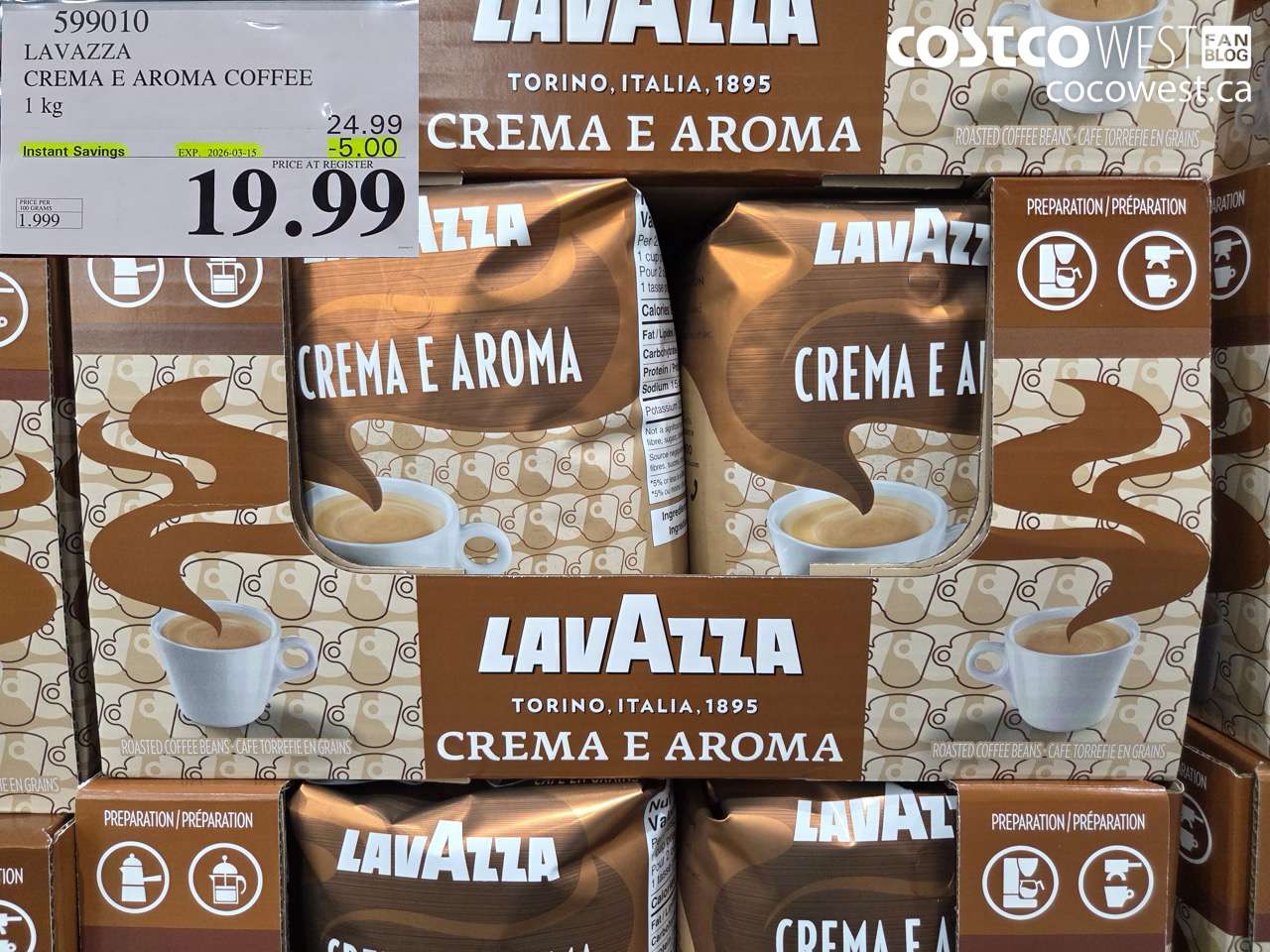 599010 LAVAZZA CREMA E AROMA COFFEE ($5.00 INSTANT SAVINGS EXPIRES ON 2026-03-15) $19.99