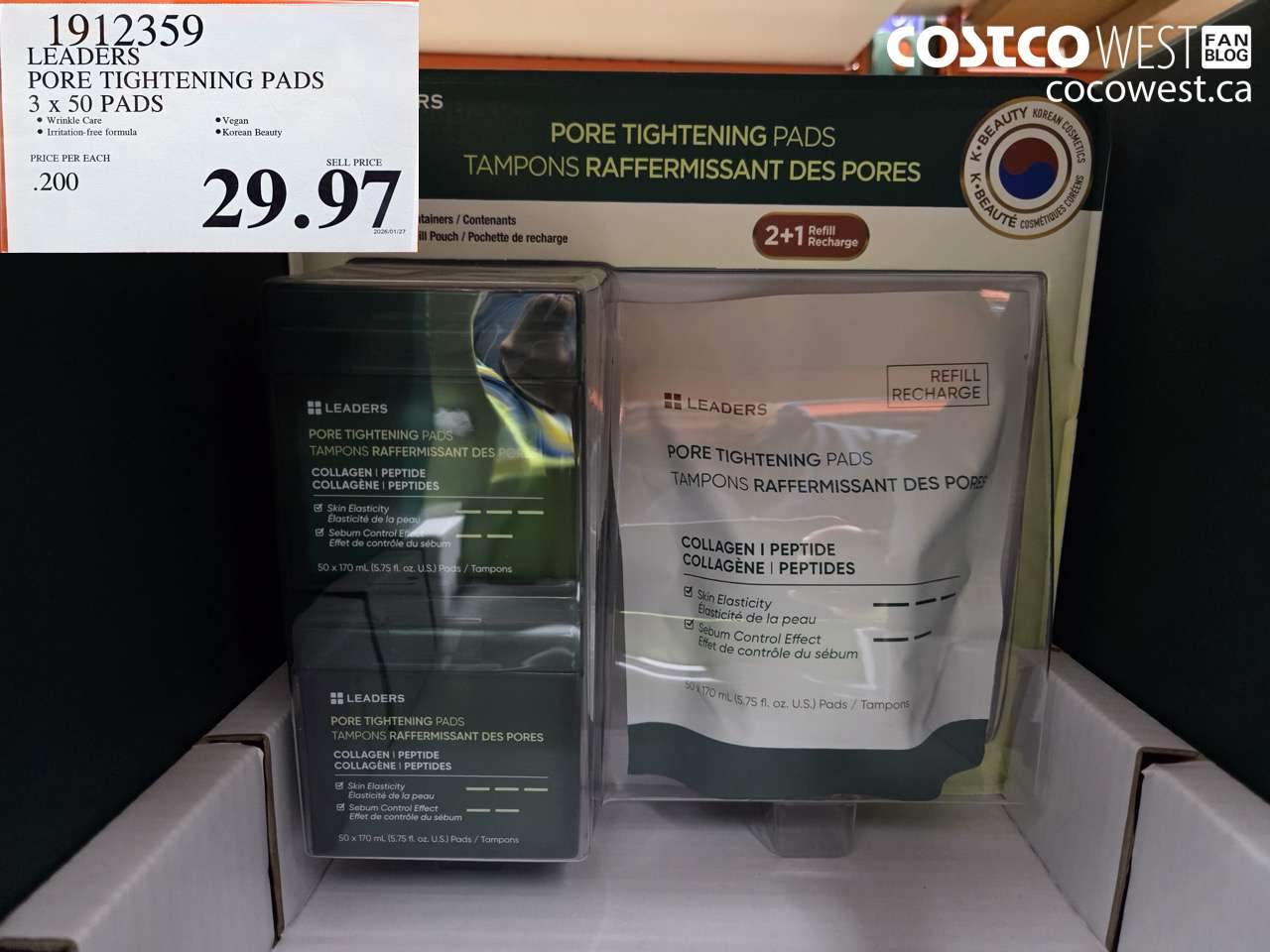 1912359 LEADERS PORE TIGHTENING PADS 3 X 170 PADS $29.97