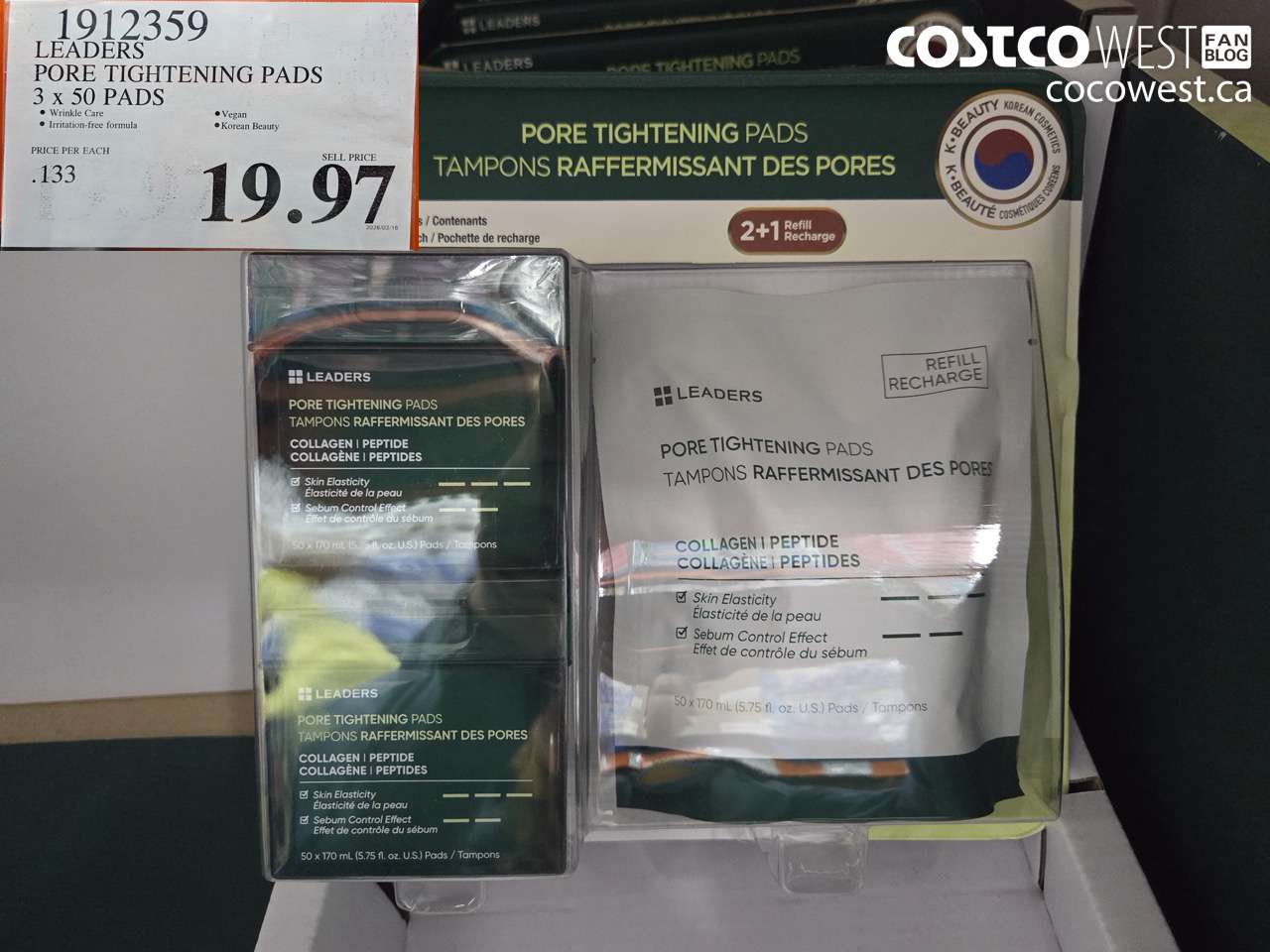 1912359 LEADERS PORE TIGHTENING PADS 3 x 50 PADS $19.97