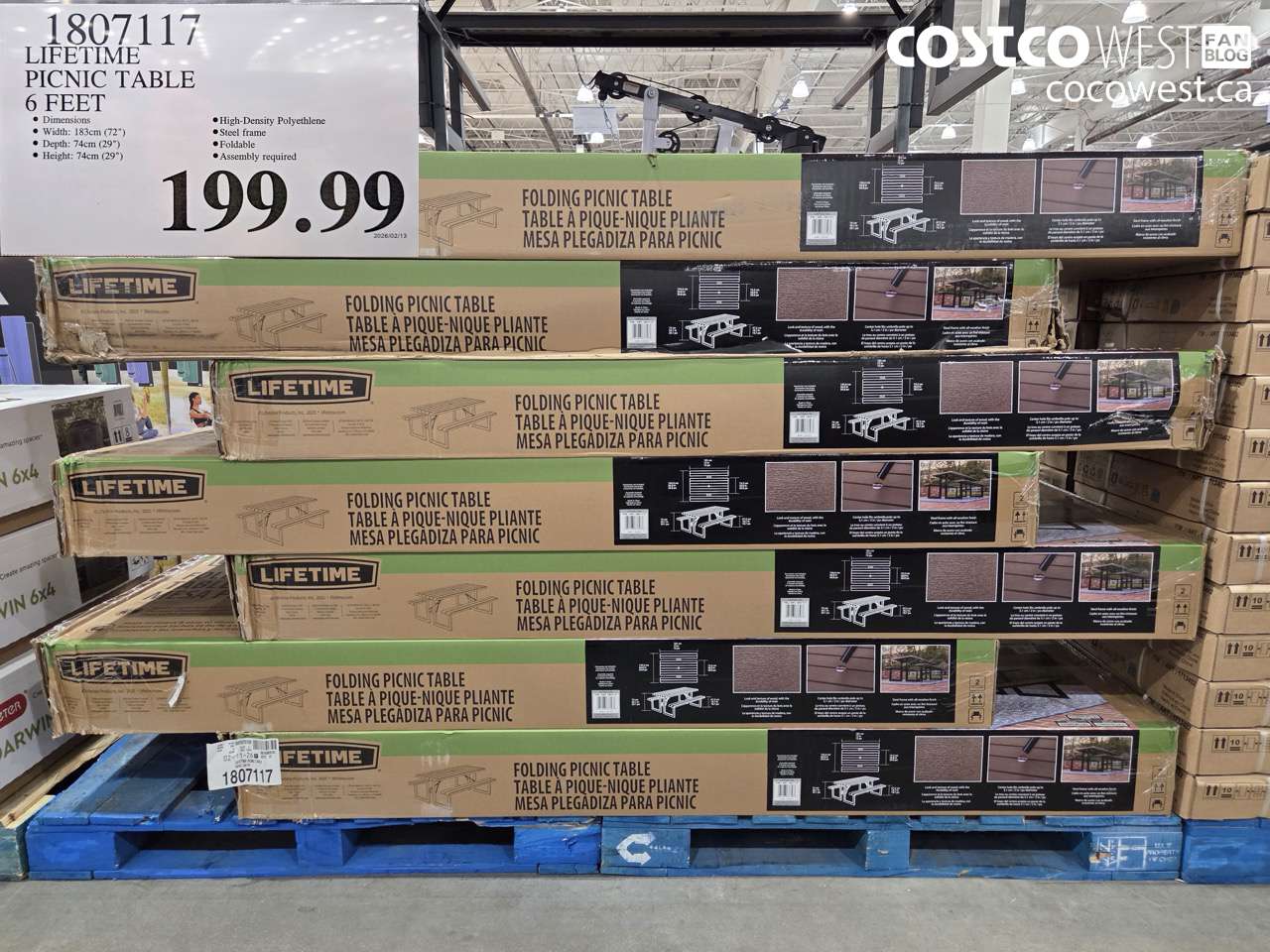 1807117 LIFETIME PICNIC TABLE 6 FEET $199.99