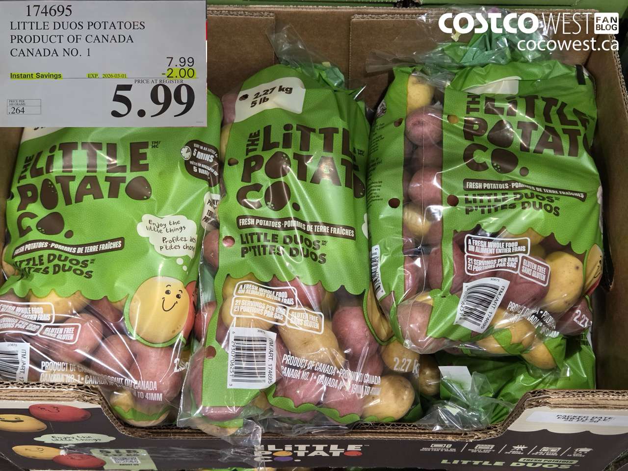 174695 LITTLE DUOS POTATOES PRODUCT OF CANADA CANADA NO. 1 ($2.00 INSTANT SAVINGS EXPIRES ON 2026-03-01) $5.99