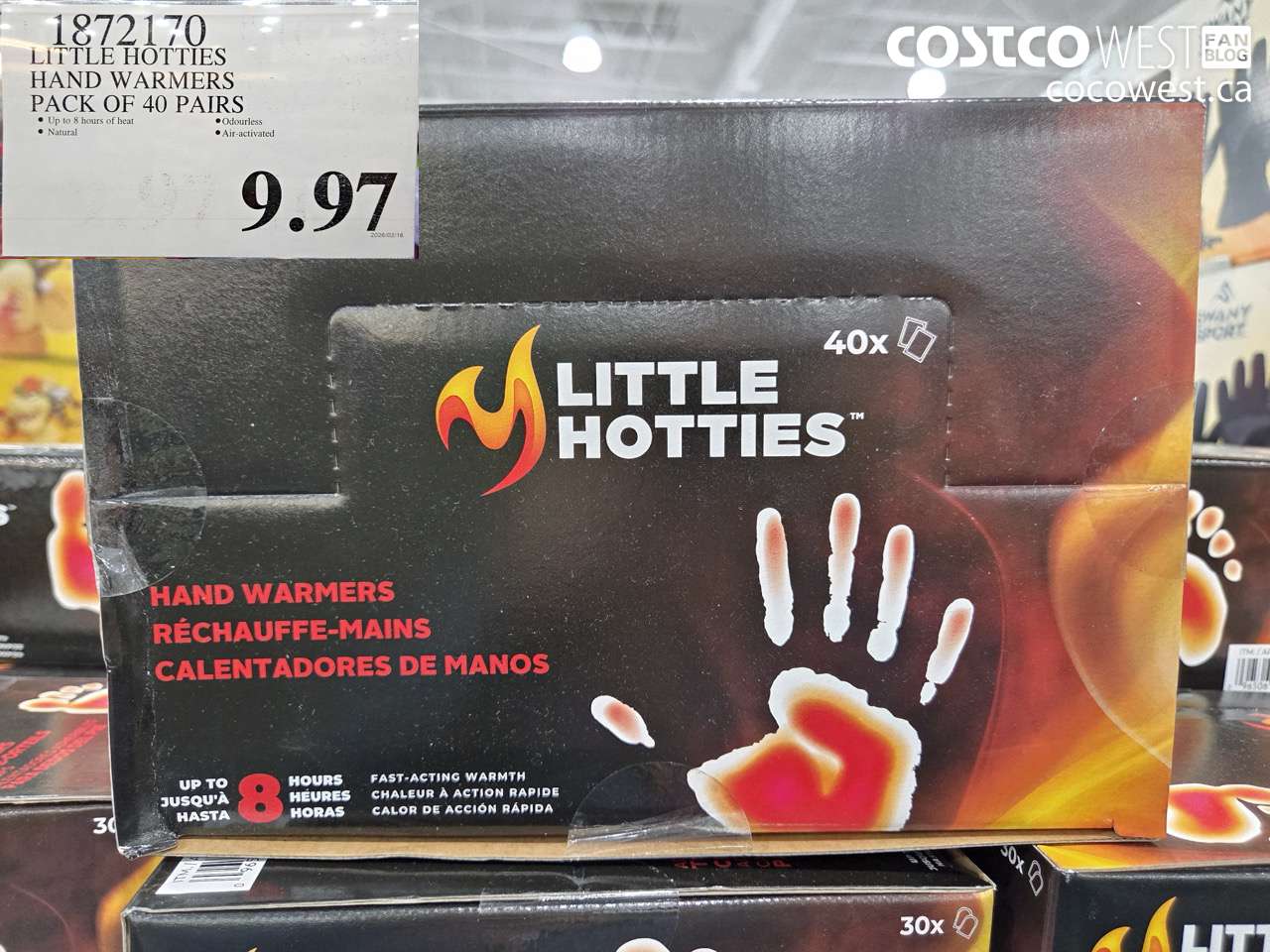 1872170 LITTLE HOTTIES HAND WARMERS PACK OF 40 PAIRS $9.97