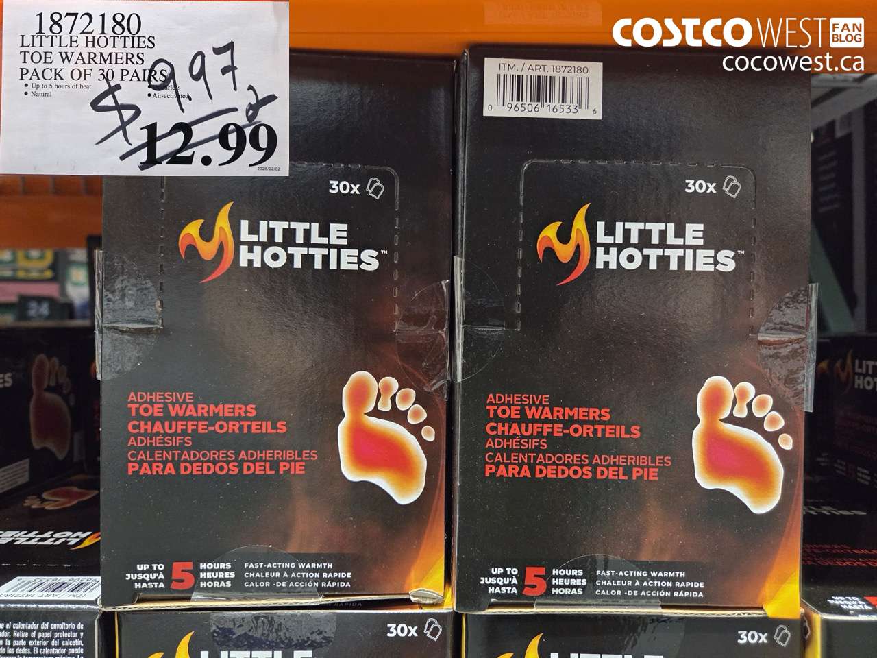 1872180 LITTLE HOTTIES TOE WARMERS PACK OF 30 PAIRS $9.97