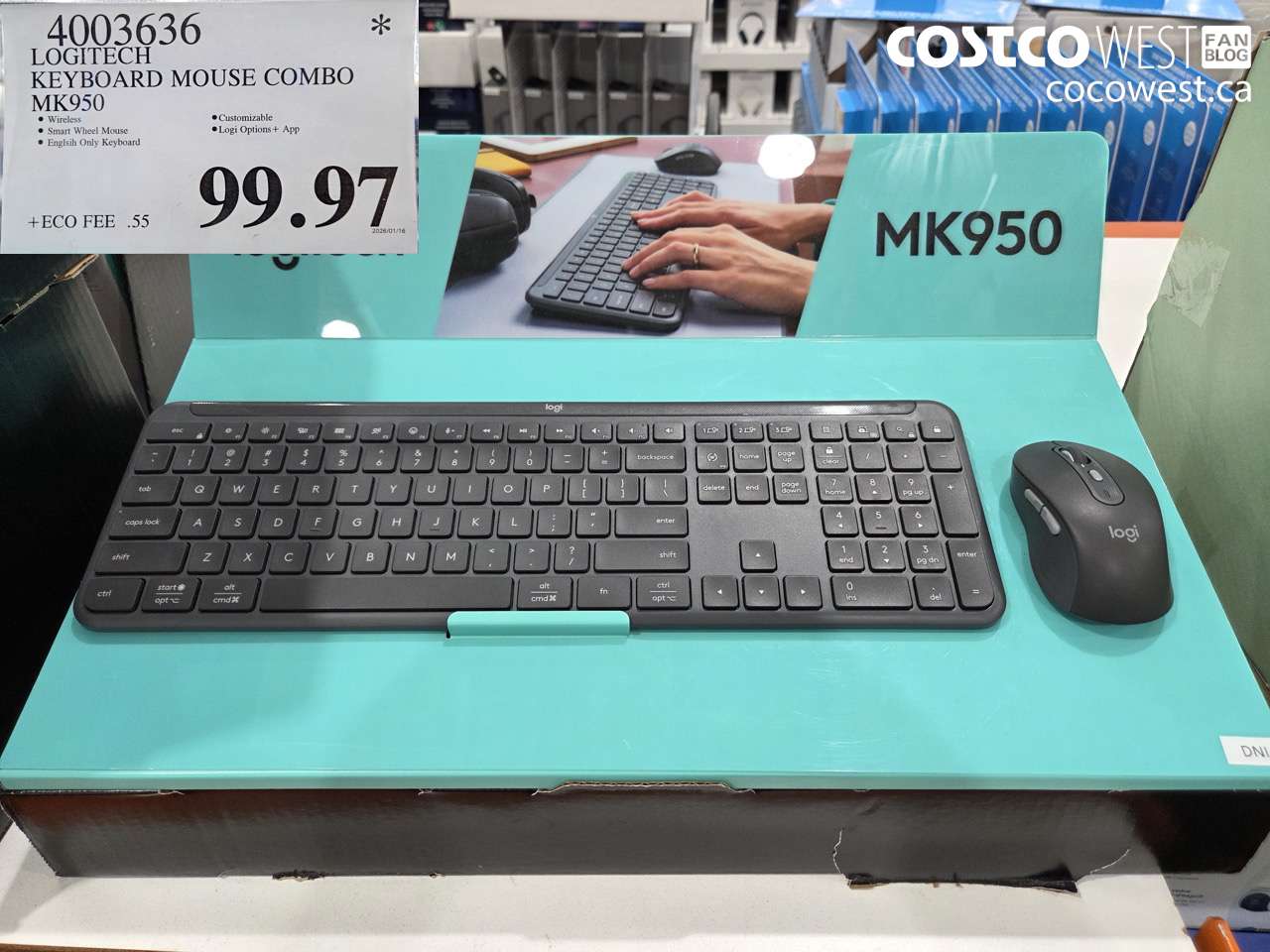 4003636 LOGITECH KEYBOARD MOUSE COMBO MK950 $99.97