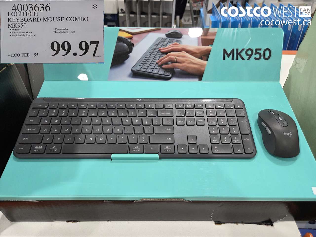 4003636 LOGITECH KEYBOARD MOUSE COMBO MK950 $99.97