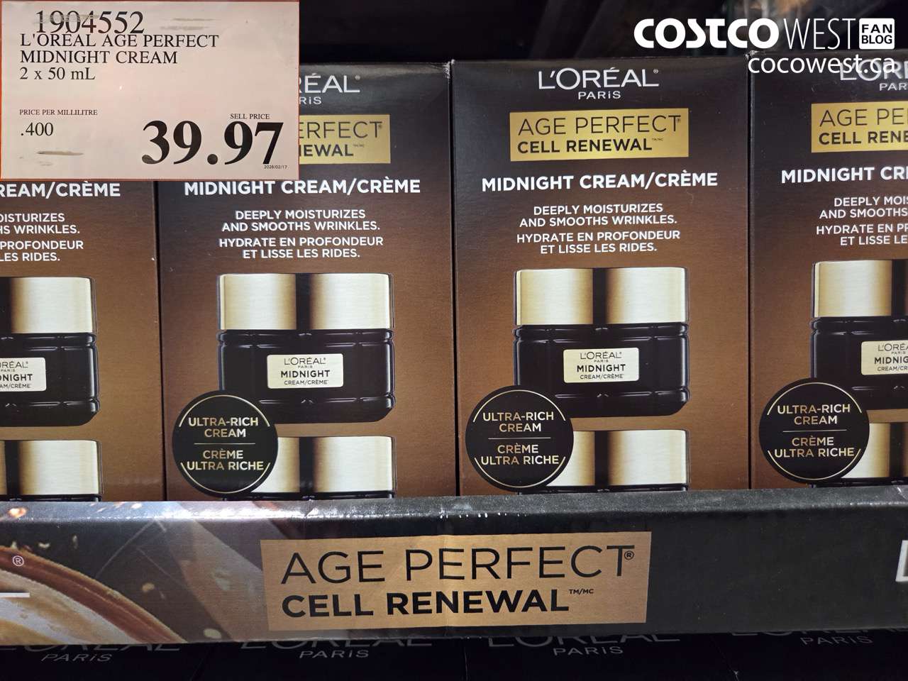 19045552 L'OREAL AGE PERFECT MIDNIGHT CREAM 2 x 50 mL $39.97