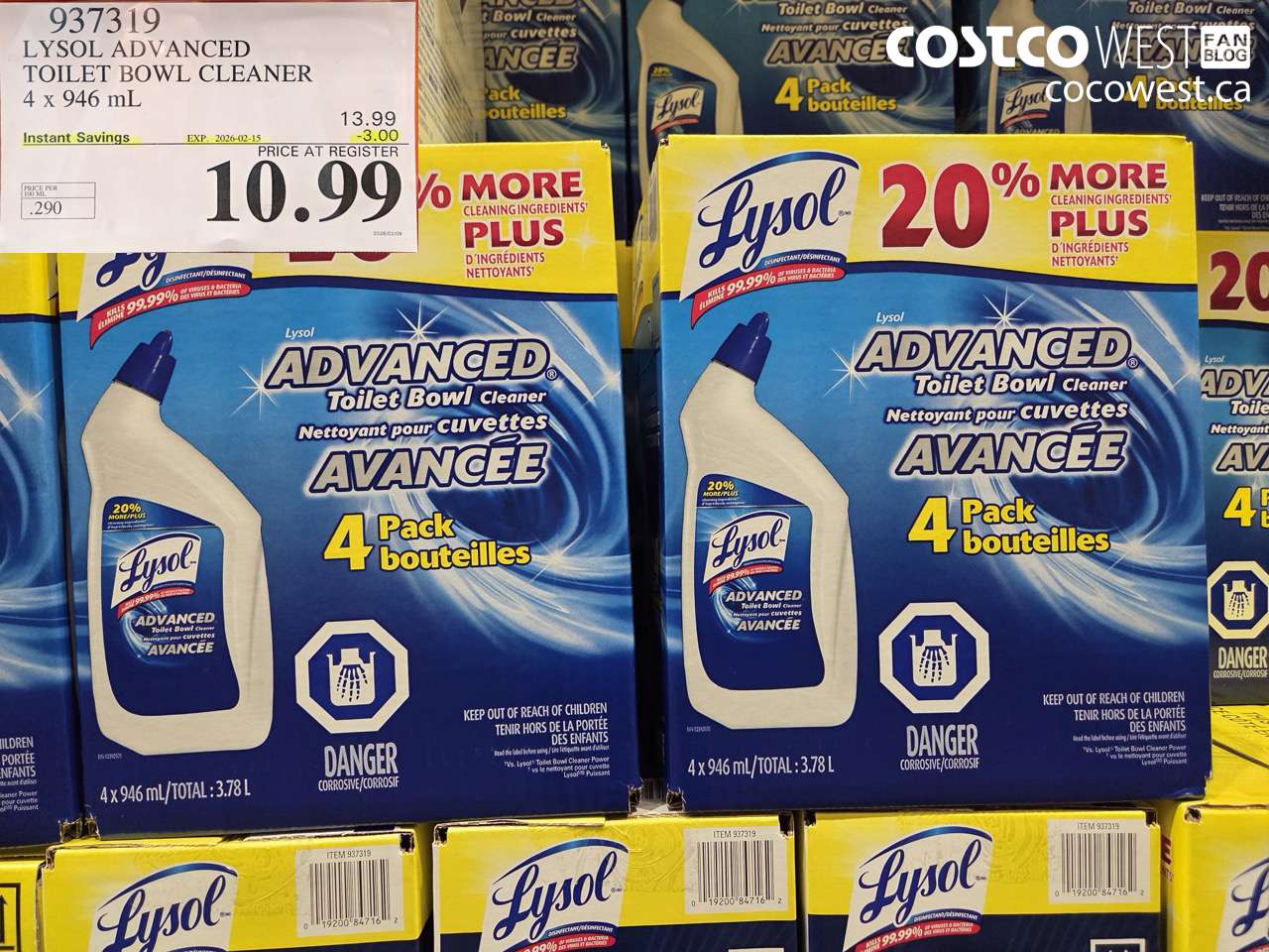 937319 LYSOL ADVANCED TOILET BOWL CLEANER 4 x 946 mL ($3.00 INSTANT SAVINGS EXPIRES ON 2026-02-15) $10.99