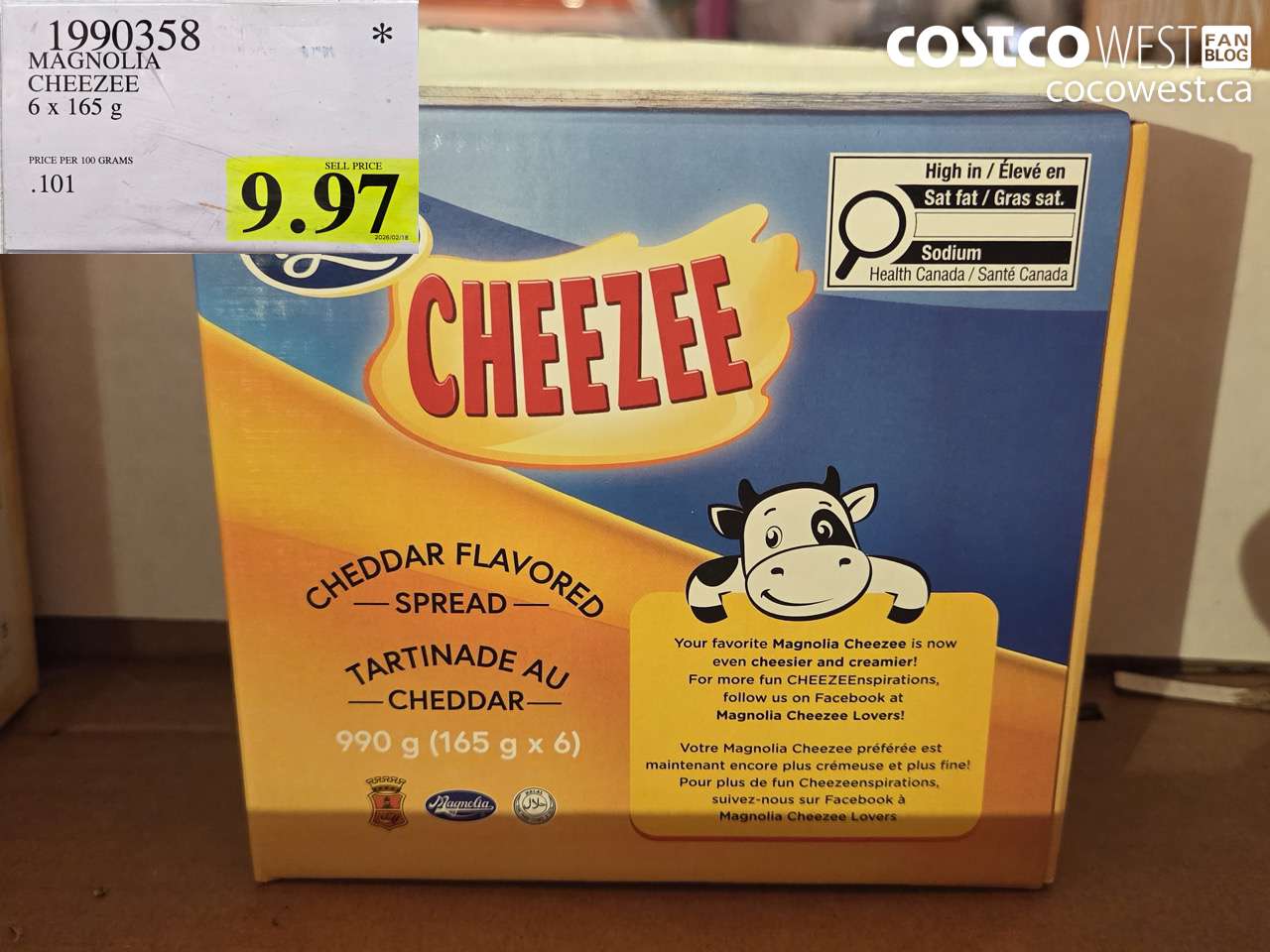 19990358 MAGNOLIA CHEEZE 6 X 165G $9.97
