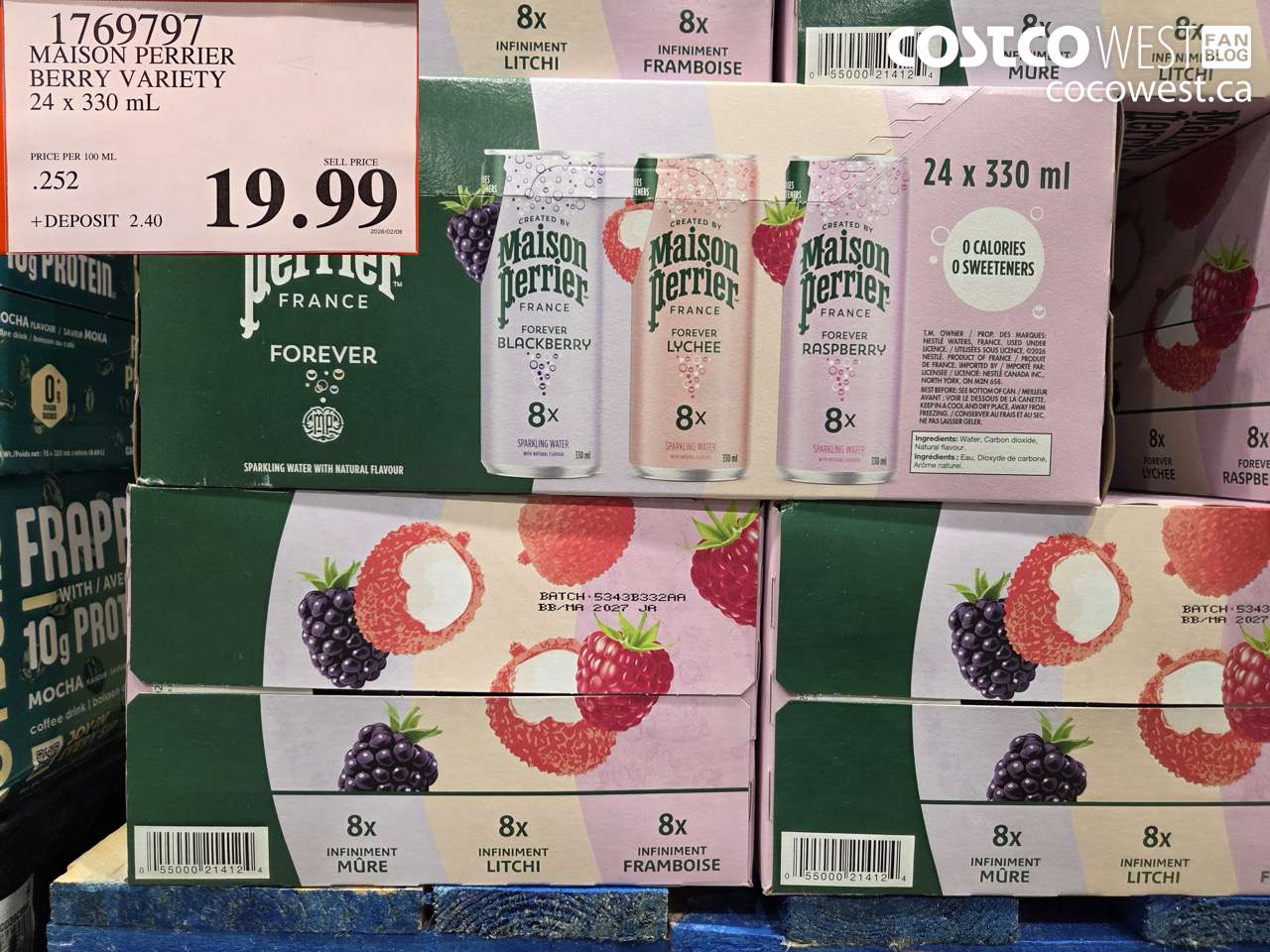1769797 MAISON PERRIER BERRY VARIETY 24 x 330 mL $19.99